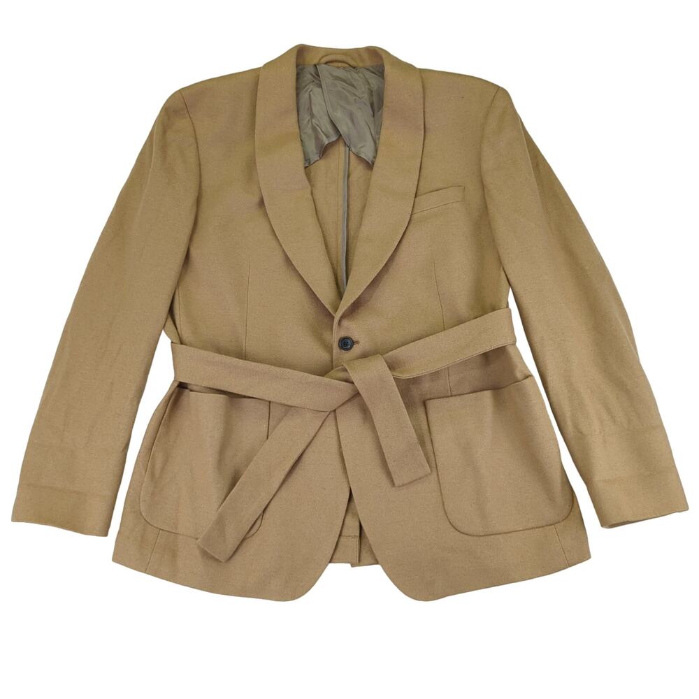 Bonobos Capstone Wool Blazer 1 Button Jacket Slim Fit Men's 44R Camel Brown Belt
